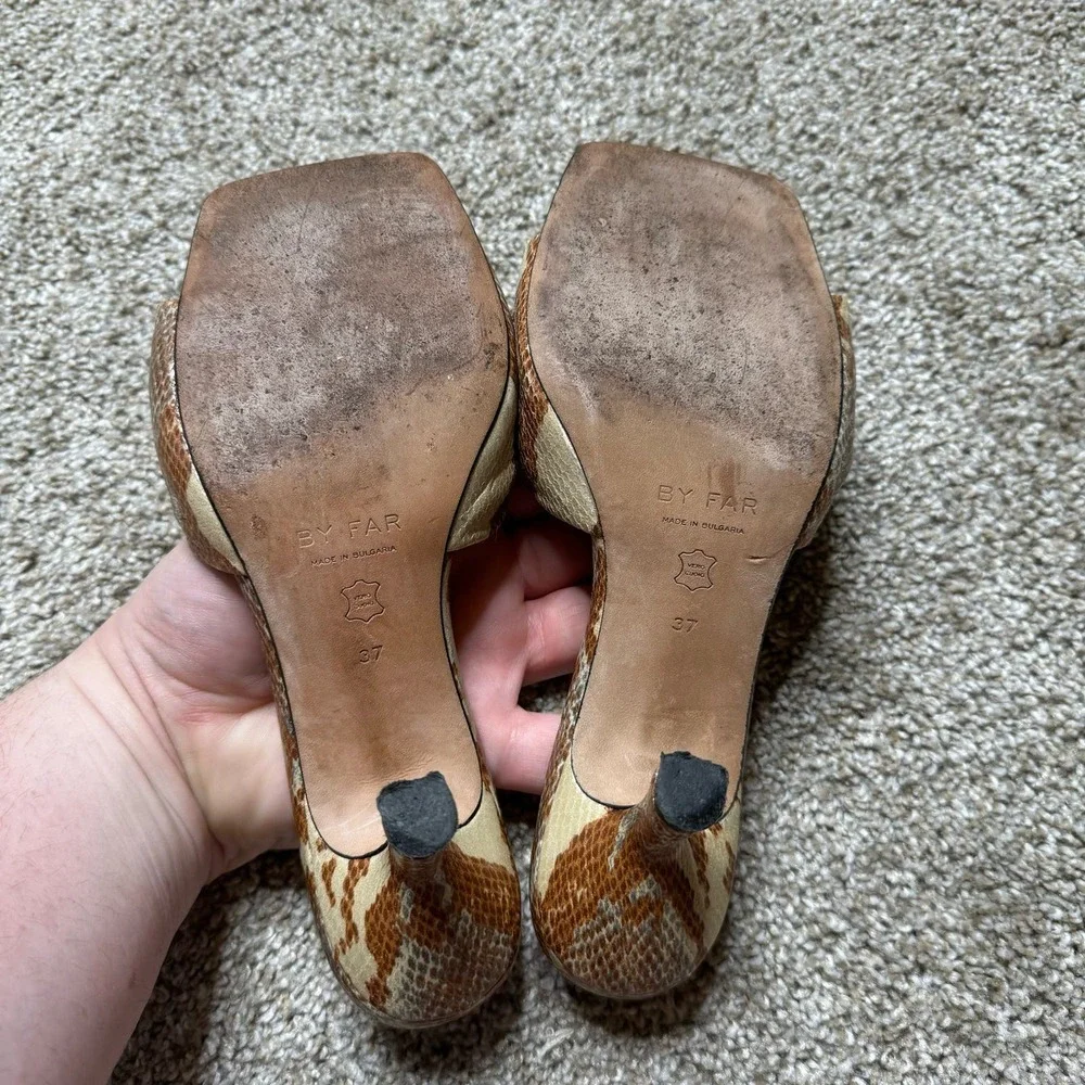 BY FAR 
Lana Snake-Print Heeled Mules - Picture 6 of 7